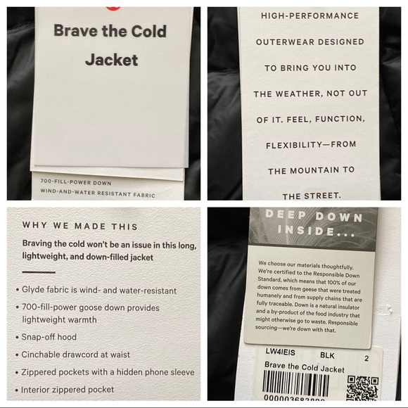 Lululemon Brave the Cold Down Jacket Coat Sz 2 - Picture 4 of 4